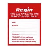 Regin REGP10 Gas Appliance Serviced Sticker pk8