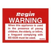 Regin REGP25 Warning Fire Guard Sticker pk of 8