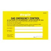 Regin REGP40 Gas Emergency Control Sticker Pk of 8