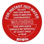 Regin REGP41 5 Min Hot Water Warning Sticker pk8