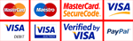 Mastercard, Maestro, Mastercard Securecode, Visa, Visa Debit, Visa Electron, Verified by Visa