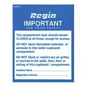 Regin REGP15 Important - Flammable Material Sticker 